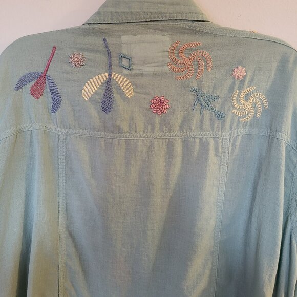Johnny Was Tunic, Pastel Green, Embroidered, Size XL - Picture 4 of 5